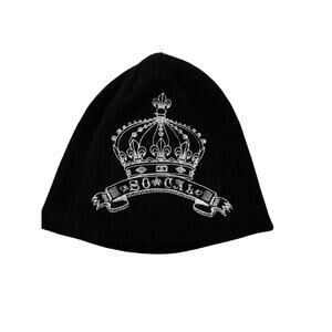 Vintage Y2K Women's SoCal Reversible Black Rhinestone Crown Beanie